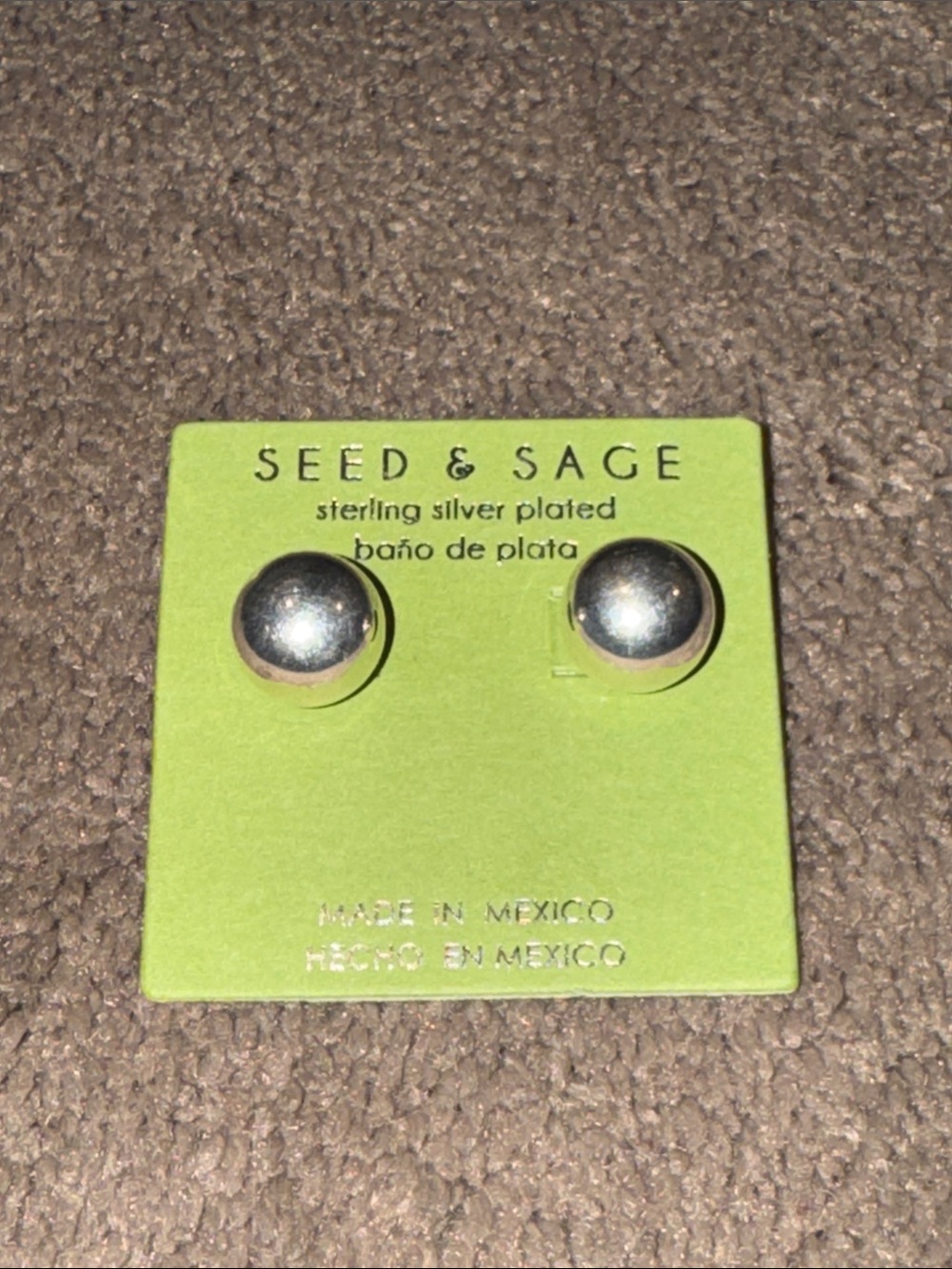 Seed & Sage Sterling Silver .925 Ball Stud Earrings Made in Mexico